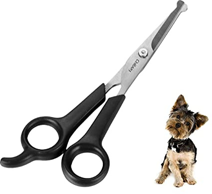 Chibuy Professional Pet Grooming Scissors with Round Tip Stainless Steel Dog Eye Cutter for Dogs and Cats, Professional Grooming Tool, Size 6.70 x 2.6 x 0.43 1. Grey