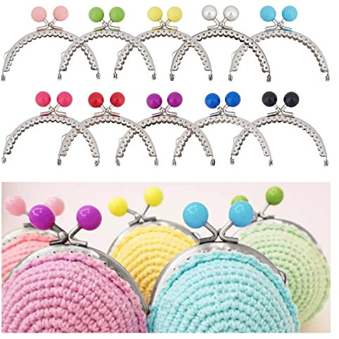 PH PandaHall 10pcs Fermoir Porte Monnaie, Fermoir pour Sac à Main 8.6 cm Porte-Monnaie en Métal avec Boule de 10 Couleurs pour la Couture de Sac à Main