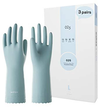 LANON 3 Pares wahoo Guantes Limpieza Hogar, Guantes De Cocina para Lavar Platos Sin Forro, Reutilizables, Antideslizantes, Spray para Surf, Talla M