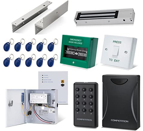 SecureMyDoor - Full Door Entry Kit | Indoor Security System with Electric Maglock Magnetic Lock, Proximity Reader & RFID Fobs | Ideal for Commercial & Home Residential Access Control Door