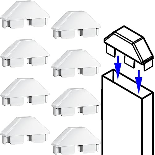 Pelopy 8 Packs Vinyl Picket Fence Caps 7/8 x 3 Vinyl Picket Fence Parts White Post caps for Outdoor Garden (Dog Ear)