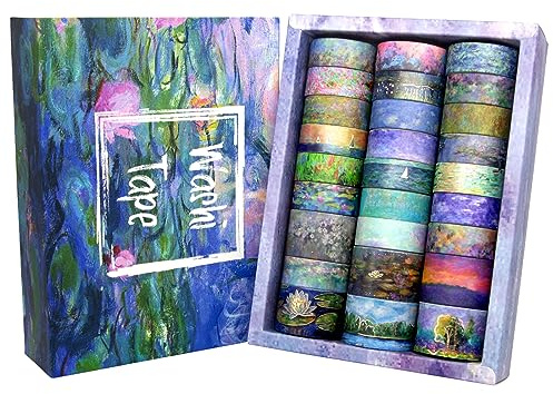 27 Rolls Washi Tape Set - Monet Gold Foil Vintage Decorative Masking Tape,Adhesive Craft Tapes for Scrapbooking Supplies,Journaling Supplies,Diy Crafts,Junk Journal Supplies, School Supplies