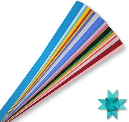 Bandes de papier multicolores pour projets de tissage (paquets multicolore) Bandes de papier pour étoiles moraves, étoiles allemandes et étoiles Froebel 100 bandes par paquet (2,5 x 63,5 cm)