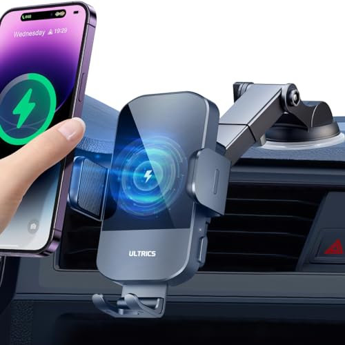 Wireless Car Charger, 15W Fast Charging Automatic Car Wireless Charger Phone Holder Mount with Auto Clamping for iPhone 15 Pro Max/16/14 Pro/13/12/XS/XR/X and Galaxy S23 Ultra/S22+/S21/Note 20