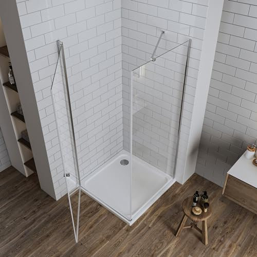 LUXESPIRE Duschkabine 90x90x185cm Eckeinstieg Duschabtrennung mit Seitenwand Duschwand 6mm ESG Echtglas Dusche (Ohne Duschwanne)