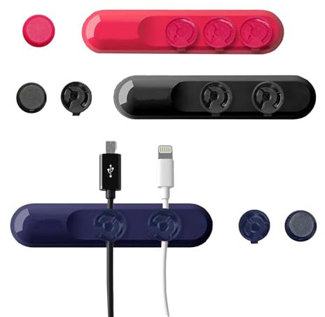 Gestion des Câbles Magnétique,Mengger 3 Pièces de 9 Clips Support de Câbl,Organisateur de Cables,Clips de Câbles Magnétiques,Convient pour Bureau Pièce Intérieur de Voiture(Noir Bleu Rose)