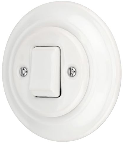 Interrupteur croisé encastré en porcelaine, style rétro, tout-en-un, série PR1, blanc