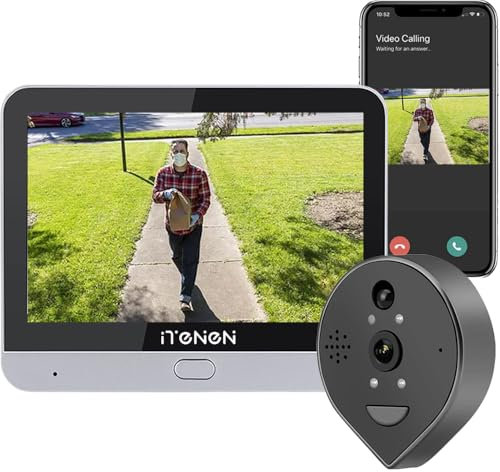 iTenen Mirilla Digital Puerta WiFi con Tarjeta 32GB, Videoportero con Mirilla Puerta WiFi Grabadora con Pantalla LCD de 4.3'', Batería 5000mAH,Detección Humanoide AI, Audio Bidireccional(ED-300P)