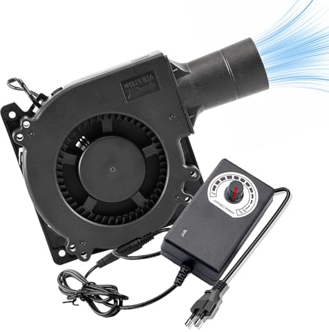 Radialfläkt 12 V, 230 V, justerbar AC, turbinfläkt, luftutlopp, eldstäder, burkhastighetsreglering, kylning, ventilation, BBQ, picknick, camping
