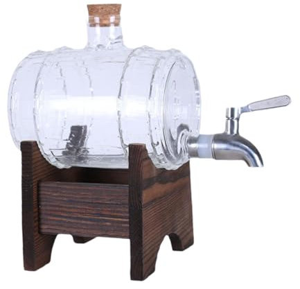 JISADER Dispenser Da Tavolo per Botti di Vino con Botte di Vetro per Botte di Birra per Feste All'aperto in