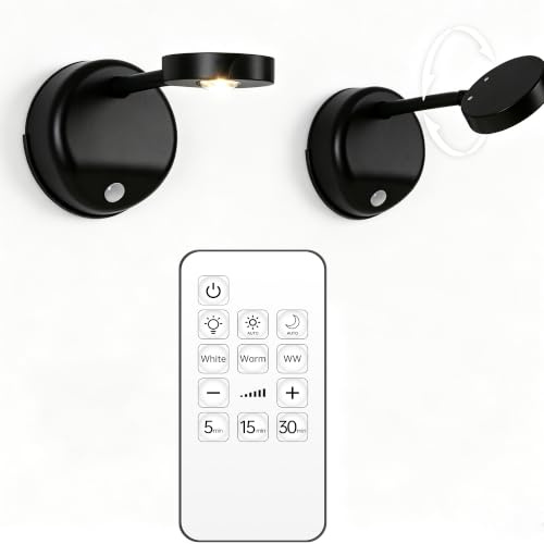 Etrogo Luz led iluminación de Cuadros sin Cable Con Mando,Negro-2 Piezas | Adhesiva,con Sensor de Movimiento pir y Pila 2000mA Recargable,Inalámbrica,3 Colors y Brillo Regulable,Control Táctil