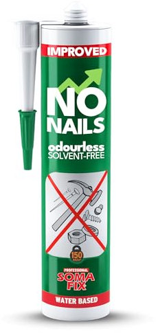 No Nails - All Purpose Adhesive, Mounting Adhesives for Interior, Insant Grab Adhesive for Wood, Ceramic, Metal, PVC, Tiles - Waterbased, Solvent Free & Odourless - 500ML (Cartridge)