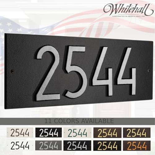 Whitehall Personalized Cast Metal Address Plaque – Custom House Number Sign, Weather-Proof Metal Address Plate, Mid-Century Rectangle Design, Made in USA