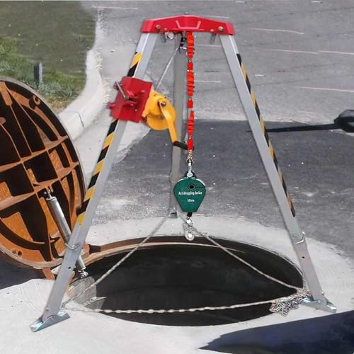 Verricello di salvataggio Tri-Corner da 827 kg, cavo da 30 m, perfetto per spazi ristretti, protezione anticaduta per altezze, centri commerciali, fogne, carico di lavoro sicuro fino a 816,5 kg