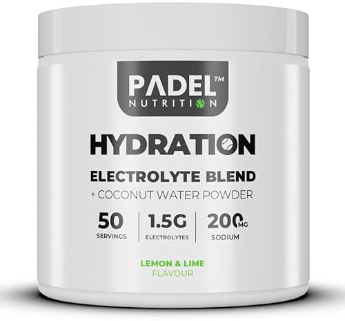 Electrolyte Supplement for Padel Tennis - 50 Servings | Hydration Electrolyte Blend with Coconut Water | Rapid Rehydration, Cramp Prevention & Endurance Support by Padel Nutrition (Lemon & Lime)