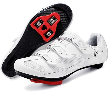 Vicogn Mens Womens Cycling Shoes Compatible with Peloton Bike for Indoor Delta Cleats Clip Pedal (White,US 6.5) 40