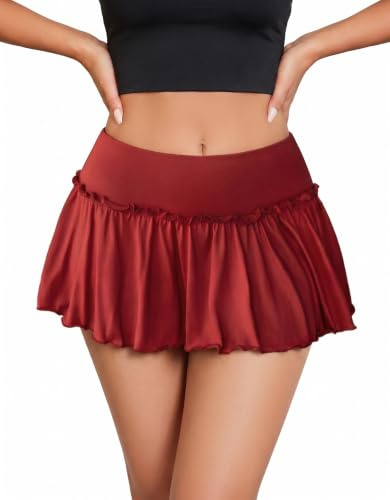 Avidlove Mini-Jupes pour Femmes, Jupe Sexy Taille Haute, Mini-Jupe plissée Courte,Unie d'été, Jupe Corset Courte pour soirée Cosplay