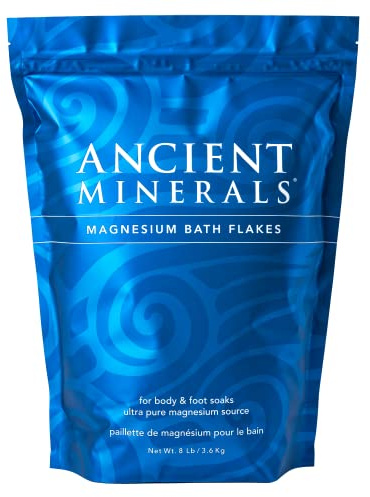 Ancient Minerals Magnesium Bath Flakes – Pure Zechstein Magnesium Chloride for Soaking and Whole-Body Replenishment, 8 lb Bag