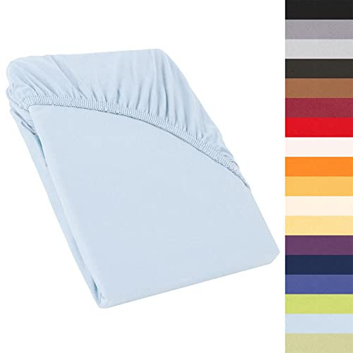 CelinaTex Perla Boxspringbett Wasserbett Topper Spannbettlaken 120x200-130x200 cm Aqua blau Jersey Mako Baumwolle 160g/qm Bettlaken Laken