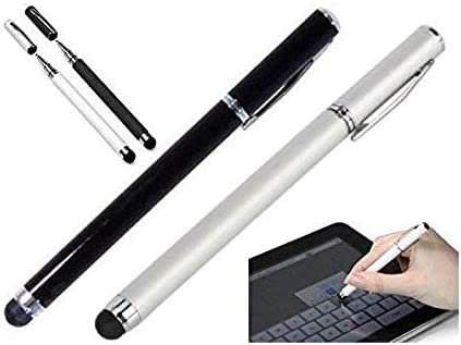 itronik 2X Stylus Soft Touchstift Pen 2in1 Eingabestift mit Kugelschreiber für alle Smartphones und Tablets mit Touchscreen - 1x schwarz + 1x Weiss