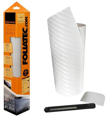 FOLIATEC Cockpit Designfolie Ultra Carbon Folie für Auto Cockpit Fahrzeuginnenraum Außenspiegel Zierleisten, transparent strukturiert, 50 x 50 cm