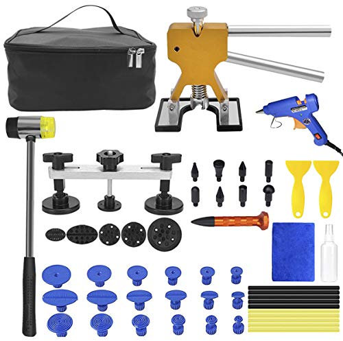 MENQANG Dent Repair Kit Herramientas, eliminador de Abolladuras de Carrocería Kit 39pcs Herratamientas de Reparación Reparador de Abolladuras Tool Pluma de reparación de abolladuras y martillo de goma