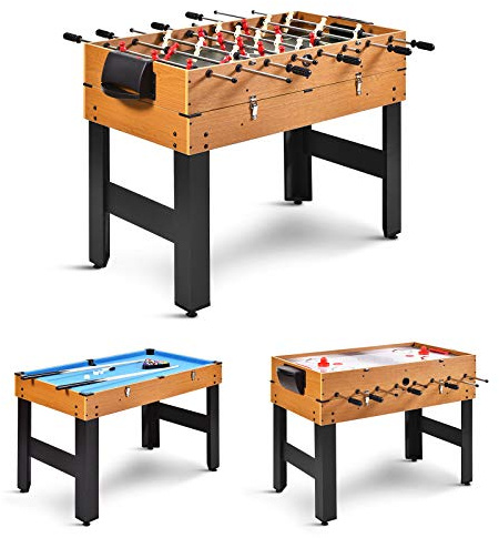 GYMAX 3 in 1 Multi Game Table, 49 Inch with Foosball Hockey & Billiards, Competition Sized Combo Game Table for Home, Game Room, Bar, Party, Club