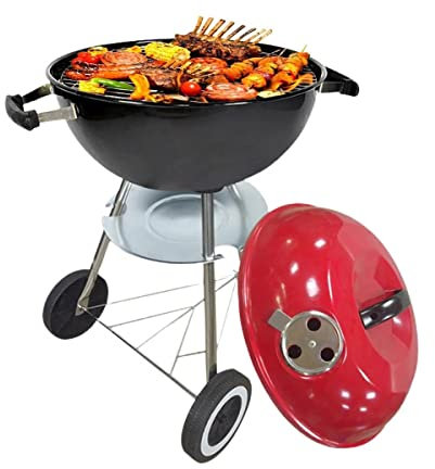 LJBOZ Barbecue a Sfera a Carbonella, 17 Barbecue a Carbonella Tondo con Coperchio, Impianto di Ventilazione, Griglia a Carbonella Portatile per Picnic, Viaggi, Campeggio