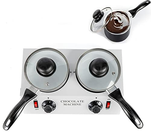 Chocolate Tempering Machine 30℃~70℃ Electric Chocolate Melting Pot Mini Non-Stick Pot220V Professional Chocolate Tempering Machine with Manual Control with Pot Included White (2 Pots)