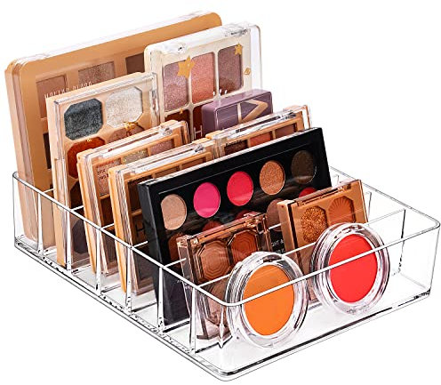 JessLab Eyeshadow Palette Makeup Organizer, Acryl 7-Section Divided Make up Organizer und Lagerung für Bad Eitelkeit Arbeitsplatte(Transparent, XL)