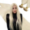 Ugeat Bonding Extensions Echthaar 60 cm Blond Weich Flat Tip Extensions Echthaar Bondings Platinblond Keratin Haarverlängerung für Mädchen 50g 50s #60