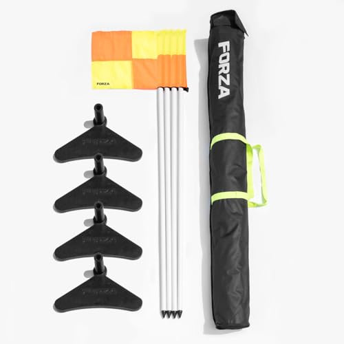 FORZA Pro Corner Soccer Flags & Base Set - Ideal for 3G & 4G Surfaces (With Carry Bag, 2in Pole Thickness)