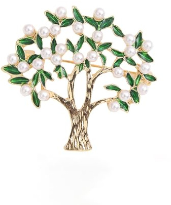 Broches de árbol de amuleto para mujeres, hombres y niñas, dorados, vintage, hoja de olivo verde, pajarera, corbata, accesorios de vestido, solapa para sombrero, bolso, disfraz