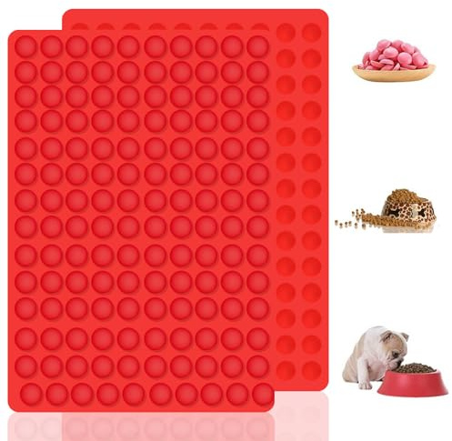 RAFIYU Bakmatta för Hundkex, 2 st silikon halvkupol bakmatta, återanvändbar bakform för DIY hundgodis, choklad, gelé, isbitar, godis (2 cm x 280 rutor)