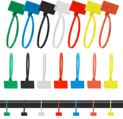 100 Stück Kabel beschriftung Kabeletiketten Kabel Organizer Beschriftung Wiederverwendbar Schreibfläche Zum Identifizierung Etiketten Zum Beschrifte Mehrfarbige Selbstsichernde Kabelbinder