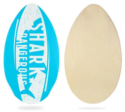 HQO LOVL Skimboard 88,9 cm Skimboard für Kinder und Erwachsene, Holz-Skimboards mit Hochglanzbeschichtung für Strand-Skimboards für Anfänger bis Fortgeschrittene (Blauer Hai)