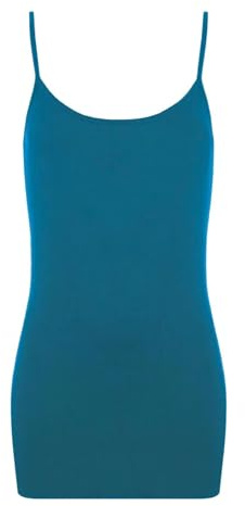 janisramone Dam Cami Bodycon miniklänning, stretchig rund hals linnen, strappy korta västklänningar, sommarfestklänningar för kvinnor Storbritannien, enkel spagettiremklänning, Blågrön, 8-10