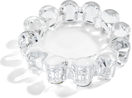 CABDM Chic Clear Glass Candle Dish, 1 Pack Modern Bubble Candle Holder for Small Candles and Diffusers, Decorative Home Decor Accessory