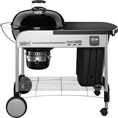 Weber Performer Premium Parrilla Carro Carbón Vegetal Negro, Acero Inoxidable - Barbacoa (Parrilla, Carbón Vegetal, 57 cm, Carro, Negro, Acero Inoxidable, Alrededor)