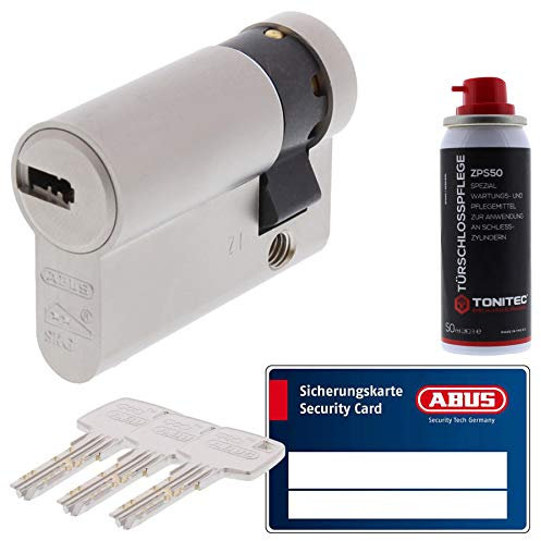 ToniTec Set aus ABUS Profilzylinder Schließzylinder EC660 Halbzylinder mit 3 Schlüssel Größe 10 30 + ToniTec Pflegespray