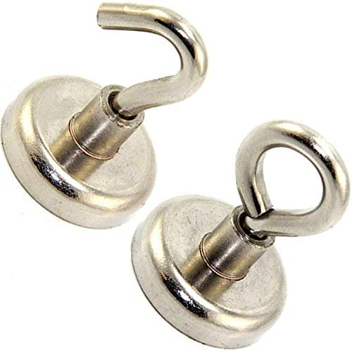 Topfmagnete Magnete mit Haken/Öse - Neodym (NdFeB) Zink - ab Ø10 bis Ø75mm - 5 Stück - Haftkraft bis 160 kg - Magnethaken Hakenmagnete Magnetösen, Variante:Ösenmagnet, Durchmesser:5 x Ø 10 mm | 2 kg