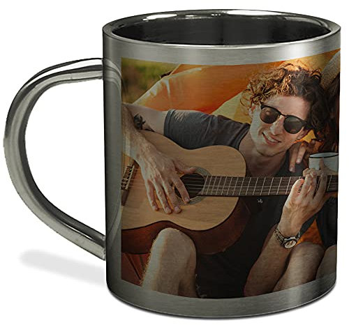 Personalisierte Camping Tasse Tasse de Edelstahl. Personalisiert mit Foto und Text. Metallbecher. Climbing Mug. 300 ml