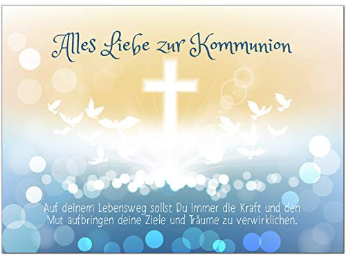 Einladungskarten Manufaktur Hamburg Glückwunschkarte Kommunion mit Umschlag/Zauberhafter Verlauf mit Tauben/Kommunionskarten/Karte für Glückwünsche/Feier
