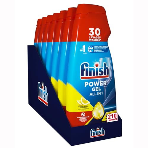 Finish Powergel Geschirrspülmittel, flüssig, multifunktional, fettlösend, Zitrone, mehrfarbig, 7 Einheiten, 1 Stück