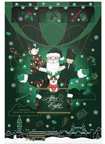 Calendario de adviento NESTLÉ AFTER EIGHT relleno de chocolate con menta, calendario navideño para los amantes de la menta, paquete de 1 (1 x 199 g)