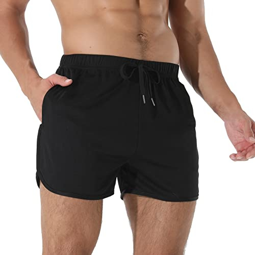 Adigaber Pantalon Court de Sport pour Homme - Séchage Rapide, Respirant avec Poches - Short d'Été