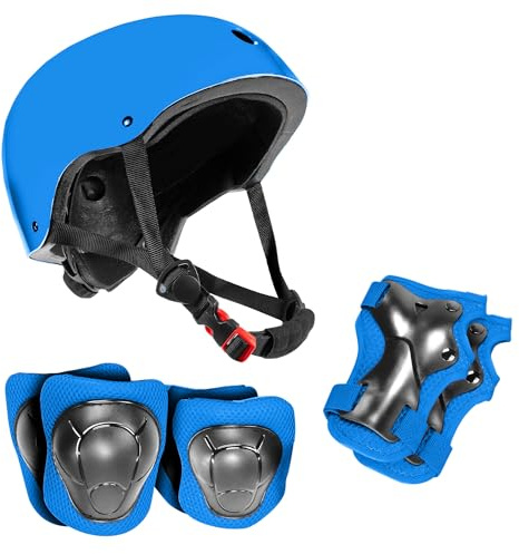 Niftii Kids Helmet with Pads - Adjustable Multi-Sport Complete Safety Gear for Cycling, Skateboarding & Scooting, Ideal for Boys & Girls Ages 3-15 Kids Bike Helmet Set, Blue