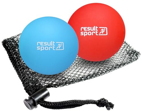 ResultSport Massageball Set, Plantarfasziitis, Fußmassage, Triggerpunktmassage, Tiefengewebe, myofasische Linderung (Lacrosse - Blau/Rot, Lacrosse)