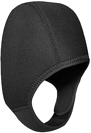 Facynde Badekappen für Damen - Surf-Beanie-Mütze, 2,5 mm Neopren-Bademütze | Thermo-Kopfbedeckung, Bademütze mit Selbstklebendem Riemen, verstellbare Beanie-Badehaube für Männer und Frauen