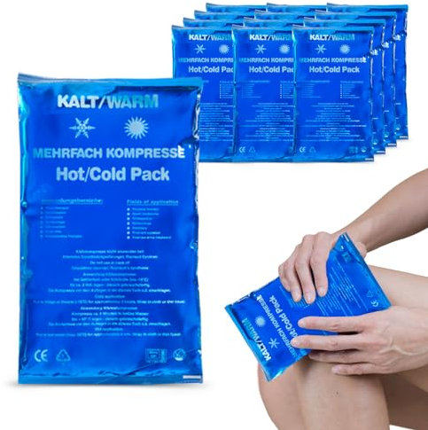 Hygiene100 Kalt Warm Kompresse | Set von 12 (9 x 16 cm) Wiederverwendbare Gel-Kühlkissen für Verletzungen, Schmerzlinderung, Insektenstiche, flexible Therapie usw